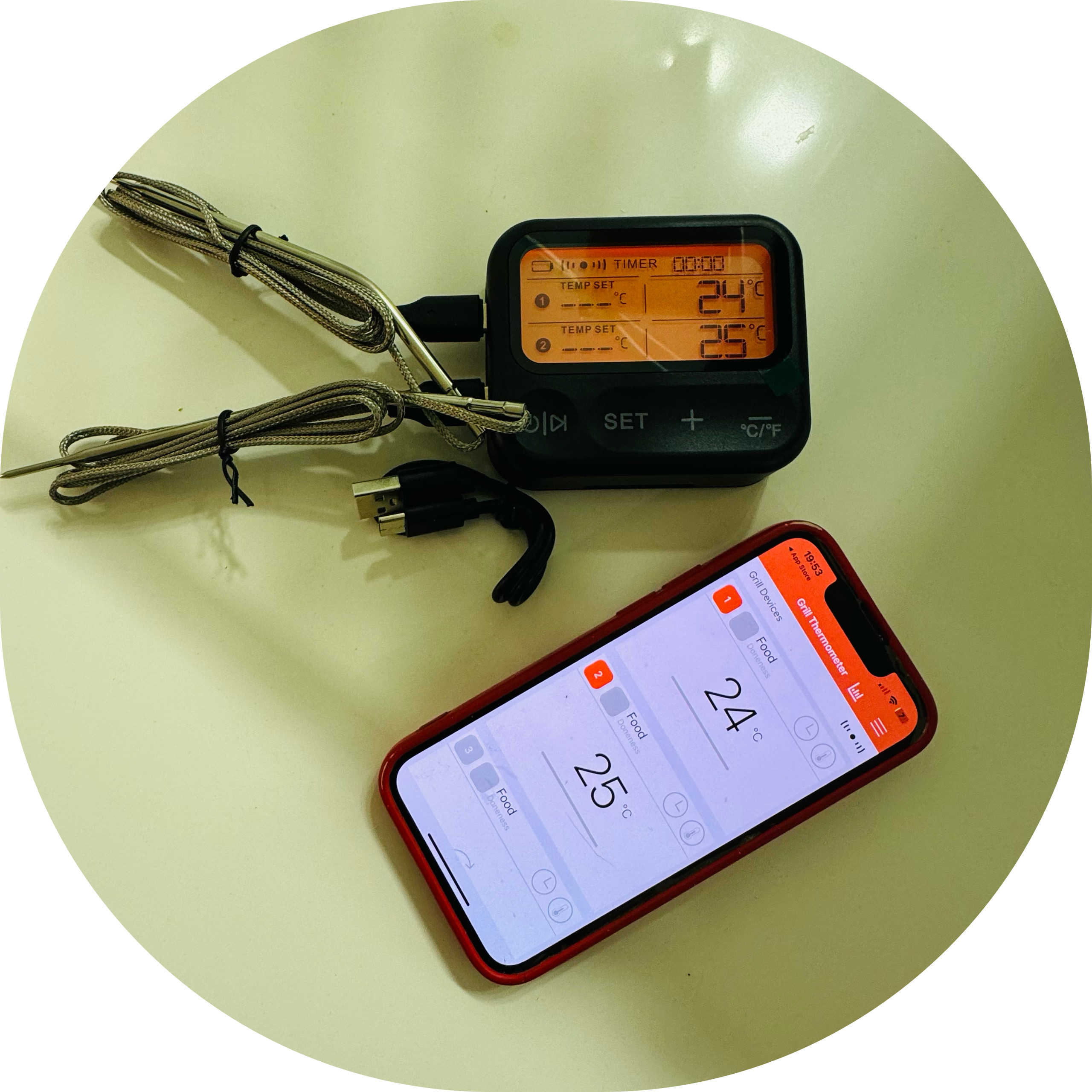 Termómetro Digital com 2sondas e aplicativo para iPhone e Android